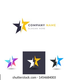 Logo-Design mit abstrakten Bolzen, Vektorillustration-Blitzelement-Vorlage, Markenidentität mit 3 Farboptionen