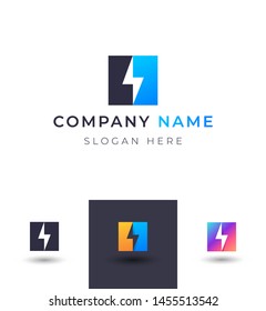 abstract bolt logo design,vector lightning storm element template,brand identity with 3 color option