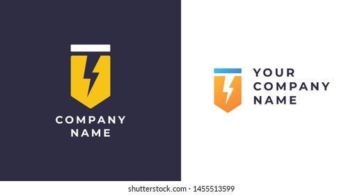 abstract bolt logo design,vector lightning storm element template,brand identity with 3 color option