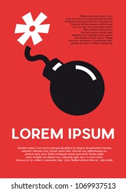 Abstract bomb with fuse.Creative vector background for poster, cover book or flyer.