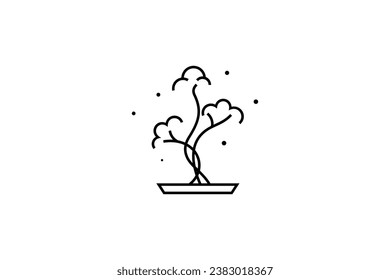 Abstract bonsai logo design with line art design style