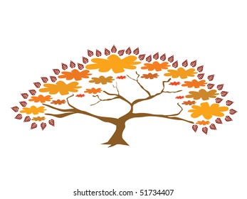 abstract bonsai tree in orange colors