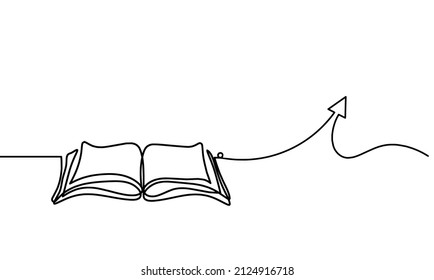 Abstract book with arrow as line drawing on white background. Vector
