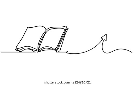 Abstract book with arrow as line drawing on white background. Vector