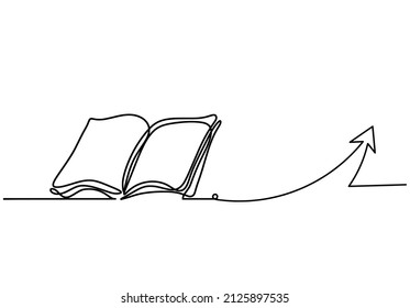 Abstract book with arrow as line drawing on white background. Vector