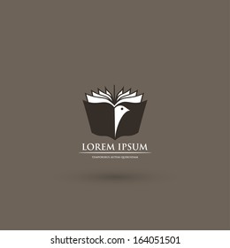 Abstract book - bird symbol - vector illustration