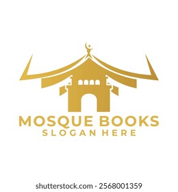 Abstract Book combination with Mosque Muslim Learn logo, Islam learning logo template, Vector illustration