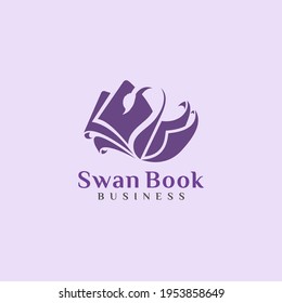 Abstract Book Combined With Beauty Swan Silhouette Logo Design.