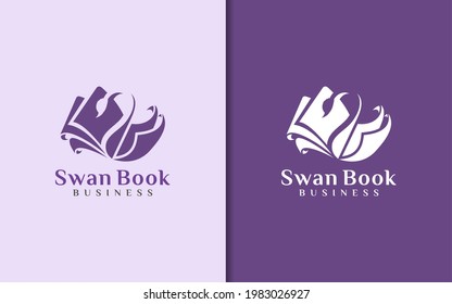 Abstract Book Combined With Beauty Swan Silhouette Logo Design.