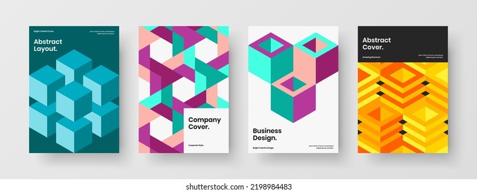 Abstract book cover A4 vector design template collection. Modern mosaic pattern leaflet concept composition.