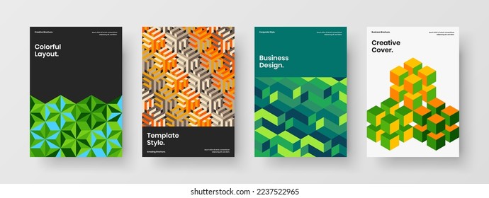 Abstract book cover A4 vector design layout bundle. Clean geometric shapes corporate identity concept collection.