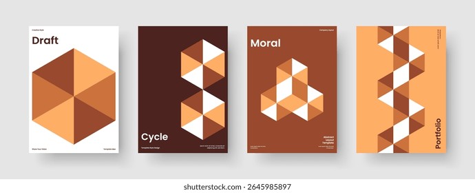 Projeto de Capa de Livro Abstrata. Modelo de relatório geométrico. Layout de cartaz isolado. Brochura. Histórico. Panfleto. Apresentação de negócios. Faixa. Identidade da marca. Panfleto. Boletim informativo. Carteira. Revista