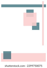 Abstract book cover design. Pale pink and green squares and lines on a white background with copy space. Vector illustration.
