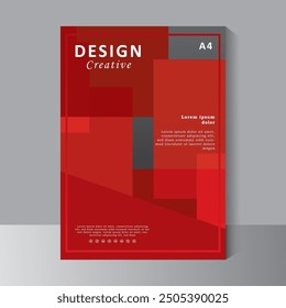 Plantilla Abstractas de diseño de portada de libro en A4. La Plantilla de color rojo se puede adaptar al folleto, informe anual, revista, póster, presentación comercial, Cartera, volante, Anuncio, Sitio web.