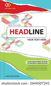 Abstract book cover design with a torn paper effect, ideal for modern or minimalist projects.