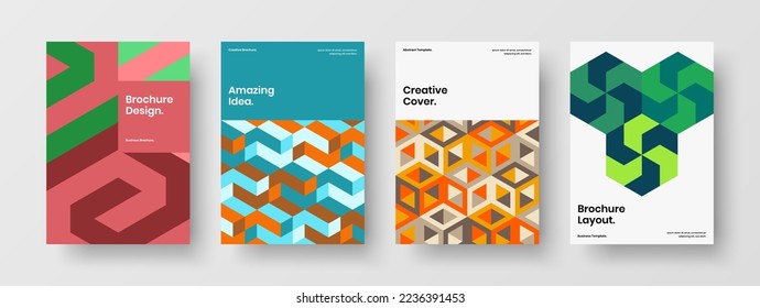 Abstract book cover design vector layout collection. Original mosaic shapes banner template set.