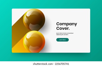 Abstract book cover design vector template. Minimalistic 3D spheres poster concept.