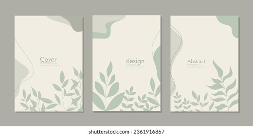 abstract book cover mockup layout design with hand drawn floral decorations. size A4 For catalog, planners, diaries, brochures, books.