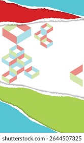 Abstract book cover template featuring a torn paper design. Modern and visually striking.