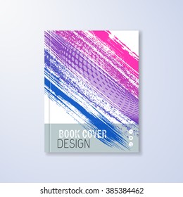 Abstract book design template with colorful brush strokes
