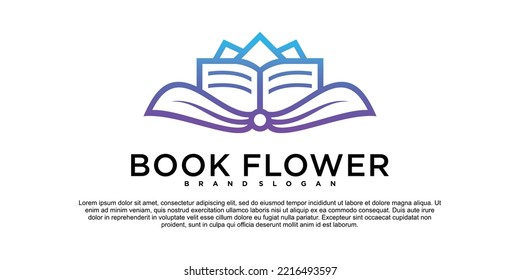 Resumen del diseño del logo de la flor del libro inspiración con el estilo de arte de la línea creativa de la pantalla Premium
