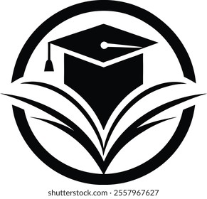 "Abstract Book and Graduation Cap Logo"
