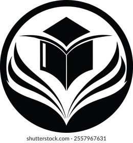 "Abstract Book and Graduation Cap Logo"
