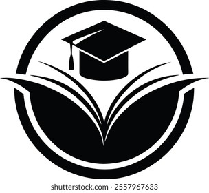"Abstract Book and Graduation Cap Logo"
