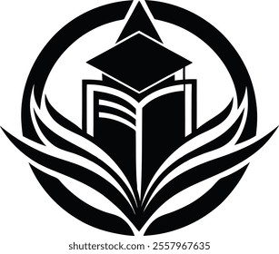 "Abstract Book and Graduation Cap Logo"
