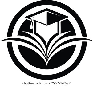 "Abstract Book and Graduation Cap Logo"
