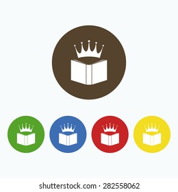 Abstract book icon with a crown.