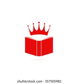 Abstract book icon with a crown.