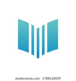 Abstract book logo design, e learning courses symbol, online education icon, ebook vector illustration