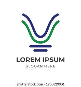abstract book logo design template concept vector with flat blue and green color style