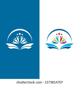 abstract book logo and human symbol design