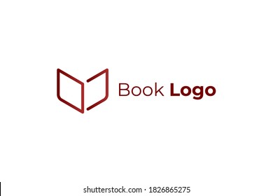Abstract Book Logo. Red Linear Geometric Initial Letter M isolated on White Background. Usable for Business and Education Logos. Flat Vector Logo Design Template Element.