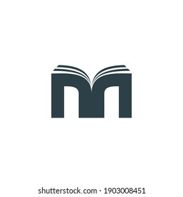 logotipo del libro abstracto, letra en forma de libro m