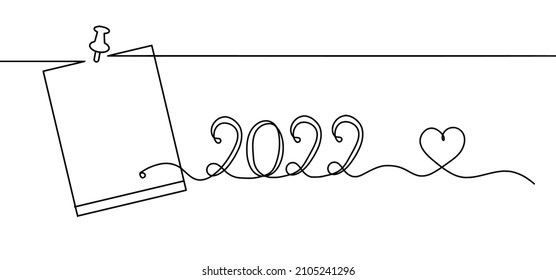 Abstract book, paper with 2022 year as line drawing on white background. Vector