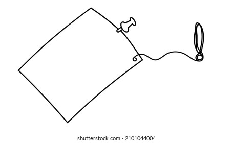Abstract book, paper with exclamation mark as line drawing on white background. Vector