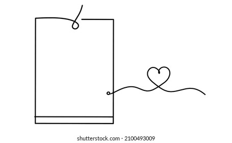 Abstract book, paper with heart as line drawing on white background. Vector