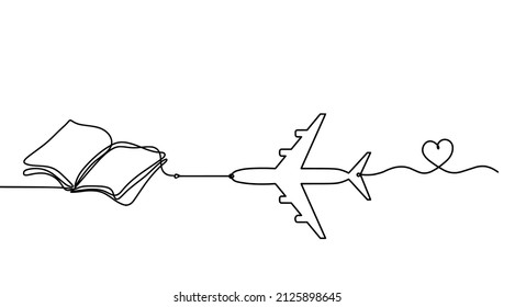 Libro abstracto con plano como plano de línea sobre fondo blanco. Vector
