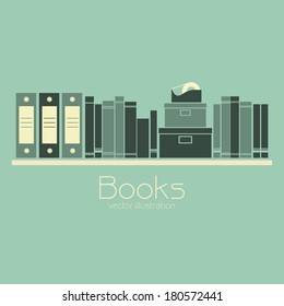 abstract book shelf on a blue background