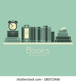 abstract book shelf on a blue background
