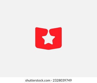 Abstract book with a star logo. Creative education library literature sign. Vector illustration.