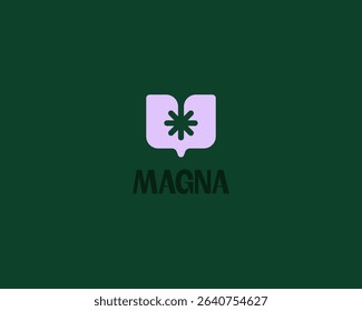 Abstract book with a star logo. Creative education library literature vector sign.