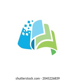 abstract book technology logo icon flat concept vector graphic design