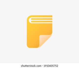 Abstract book, textbook with paper folded corner logo design template. Universal creative knowledge, library, e-book flat vector icon sign symbol logotype.