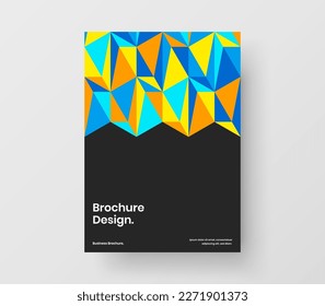 Abstract booklet A4 vector design layout. Multicolored mosaic tiles pamphlet concept.