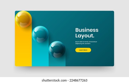 Abstract booklet vector design concept. Unique realistic spheres handbill template.