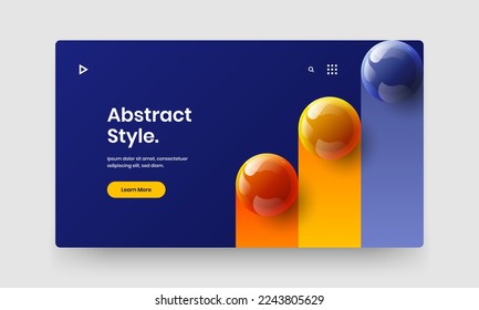 Abstract booklet vector design template. Minimalistic realistic balls horizontal cover concept.